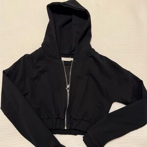 Meshki Black Cropped zip up Hoodie